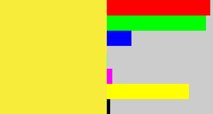 Hex color #f8ec3a - off yellow