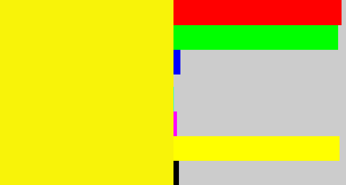 Hex color #f8f309 - bright yellow