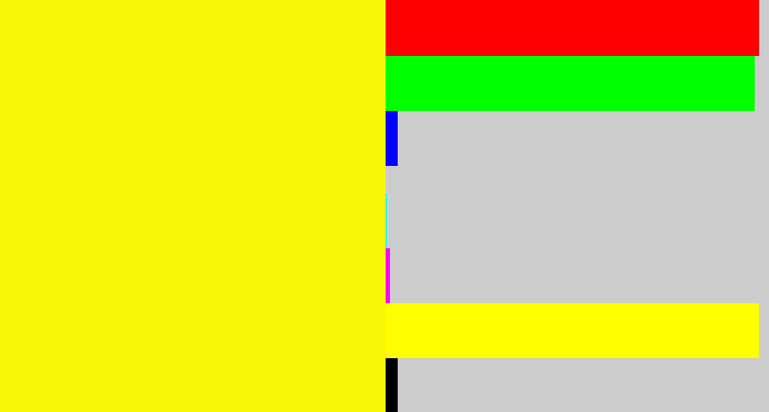 Hex color #f8f607 - bright yellow