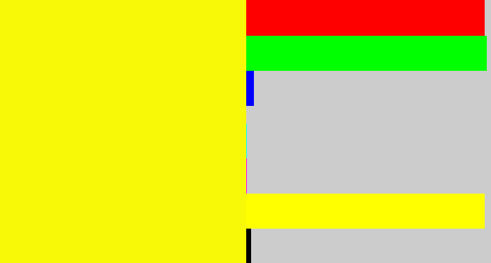 Hex color #f8f907 - bright yellow