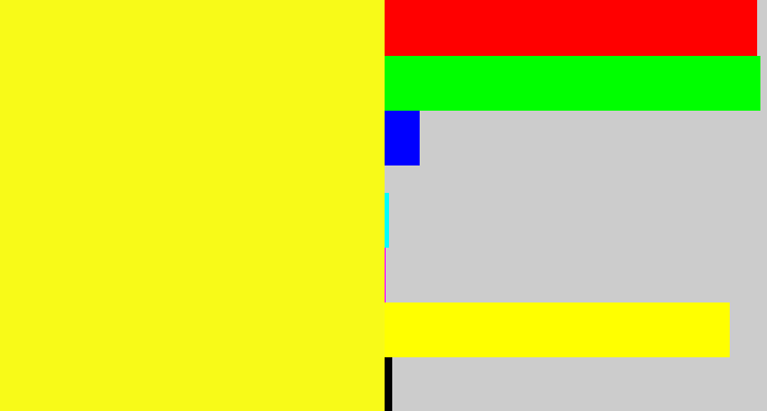 Hex color #f8fa18 - sunny yellow
