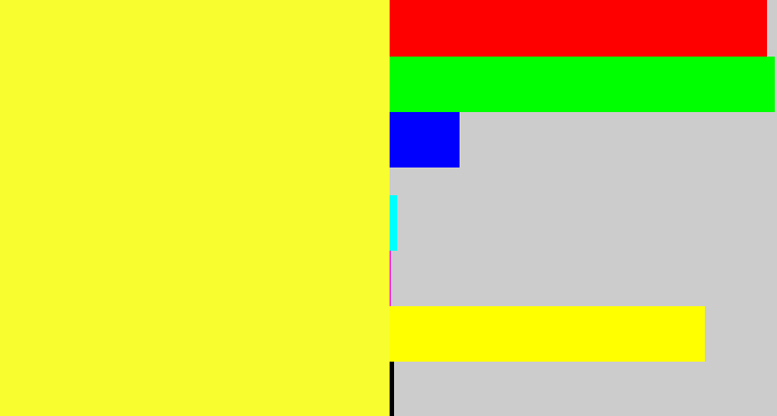 Hex color #f8fd2f - lemon yellow