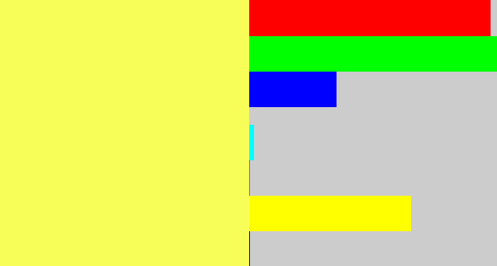 Hex color #f8fe58 - lemon