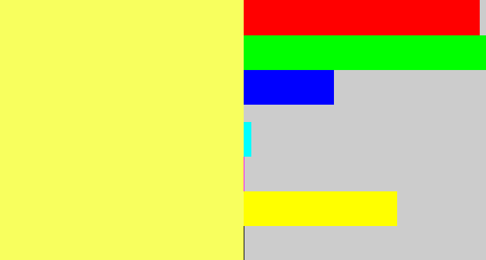Hex color #f8ff5e - canary