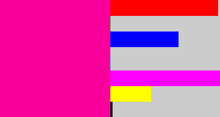 Hex color #f9009d - neon pink