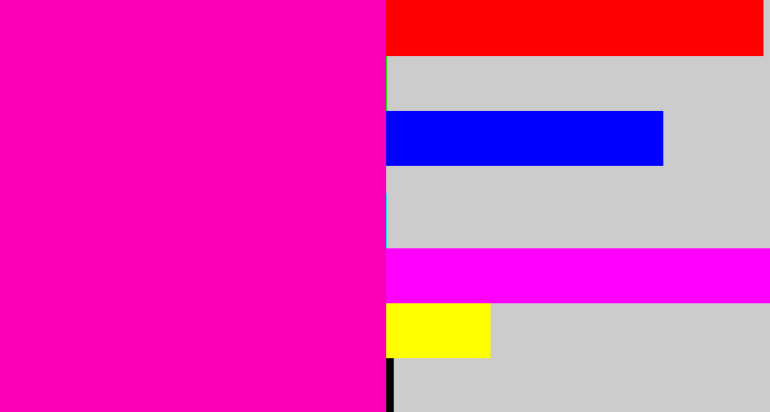 Hex color #f900b7 - bright pink
