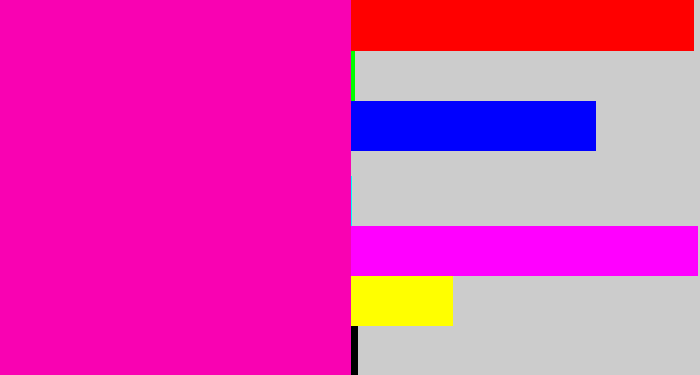 Hex color #f902b2 - bright pink