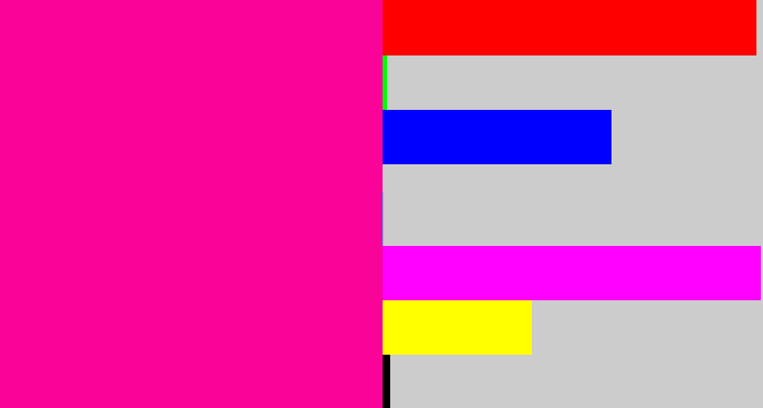 Hex color #f90399 - neon pink