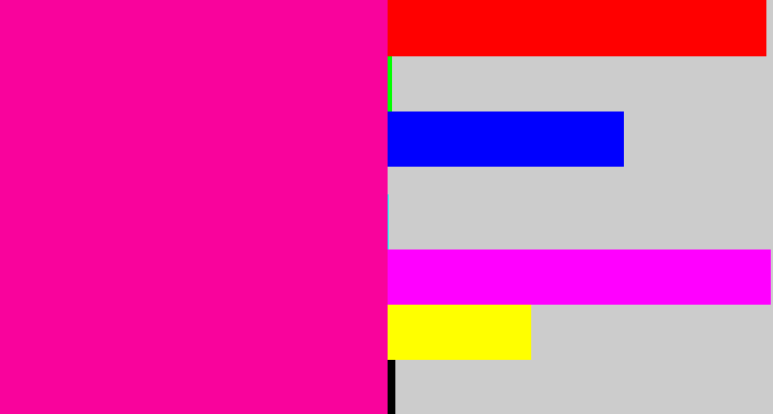 Hex color #f9039c - neon pink
