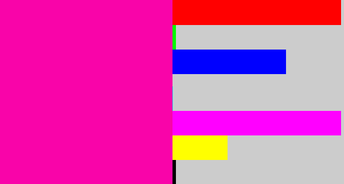 Hex color #f904a9 - shocking pink