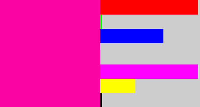 Hex color #f905a1 - shocking pink