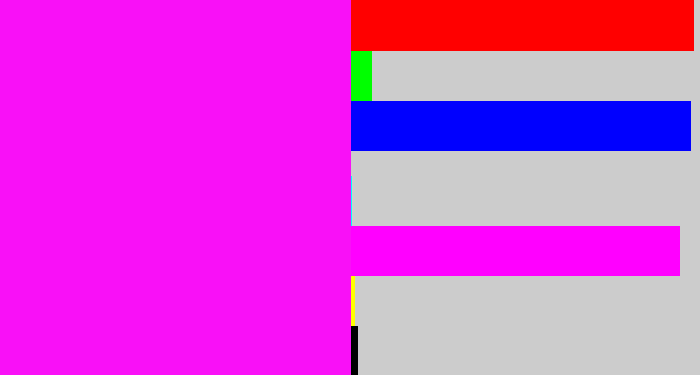 Hex color #f910f7 - bright magenta