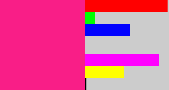Hex color #f91e87 - strong pink