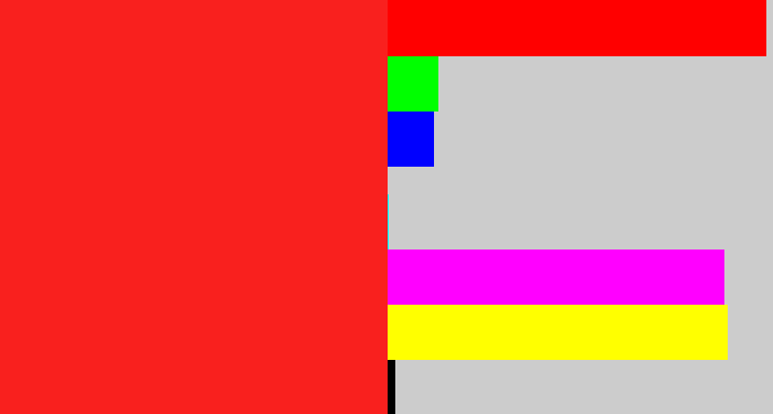 Hex color #f9201e - vermillion