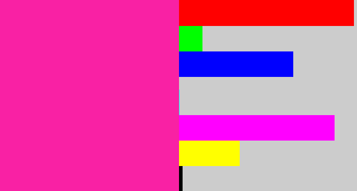 Hex color #f921a4 - shocking pink