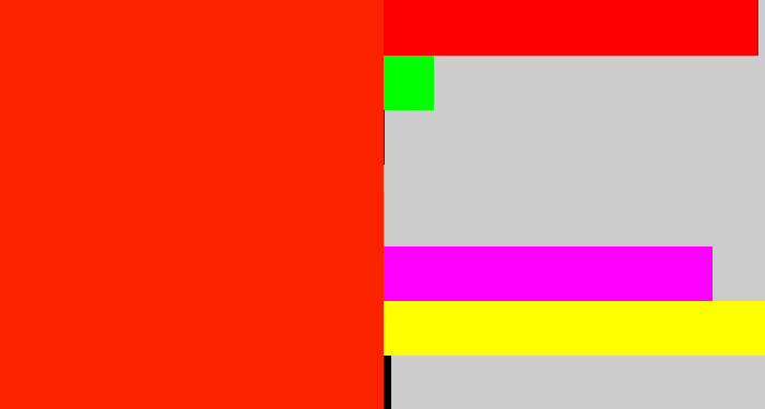 Hex color #f92201 - tomato red