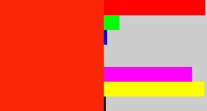 Hex color #f92608 - vermillion
