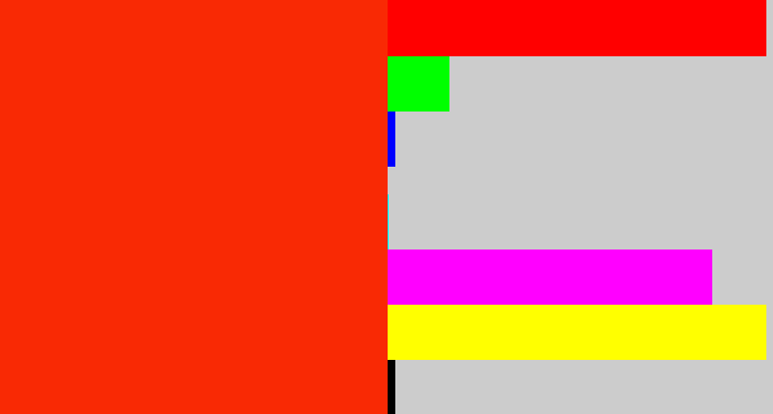 Hex color #f92904 - vermillion