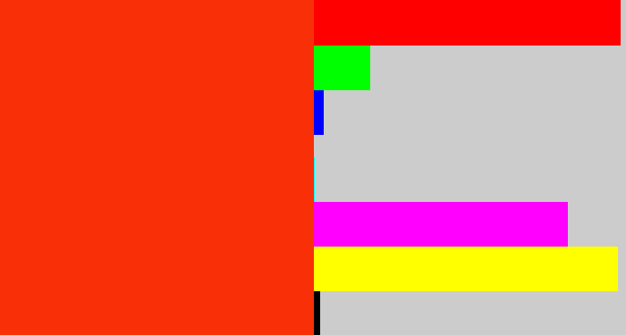 Hex color #f92f07 - vermillion