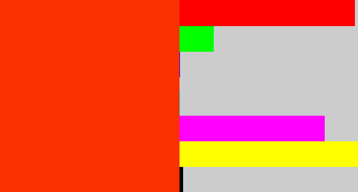 Hex color #f93001 - orangish red