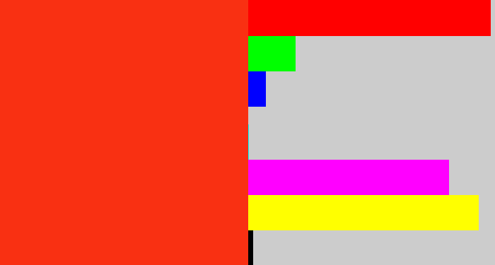 Hex color #f93012 - vermillion