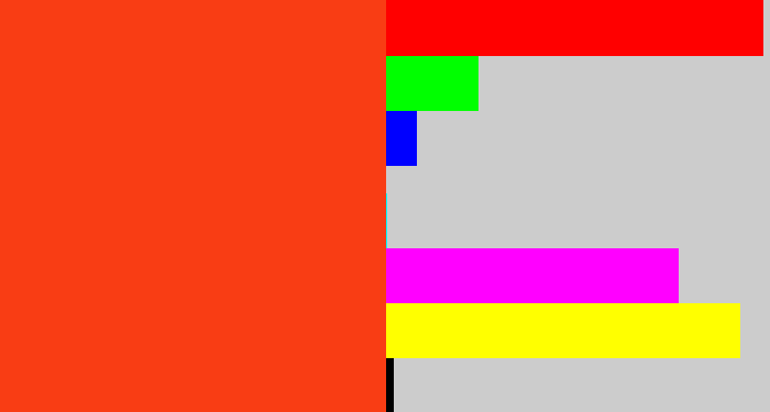Hex color #f93d14 - orangered