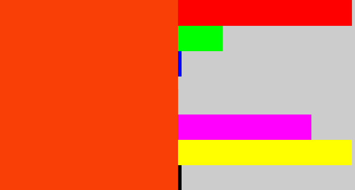 Hex color #f93f05 - red orange