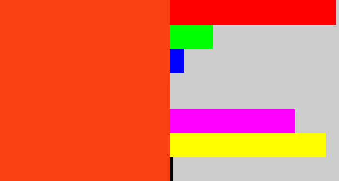 Hex color #f94014 - orangered