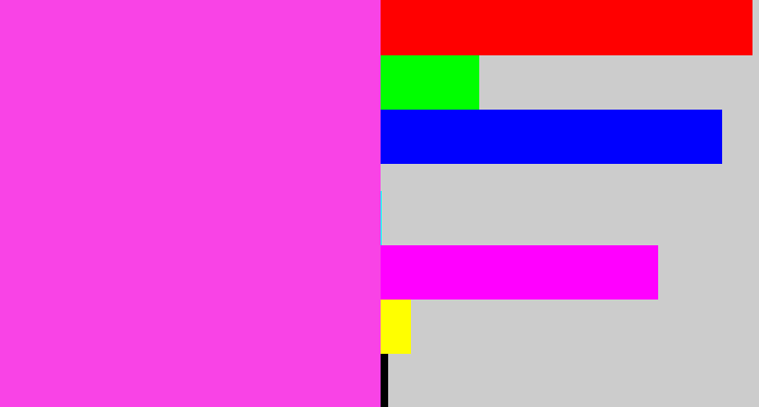 Hex color #f943e6 - purple pink