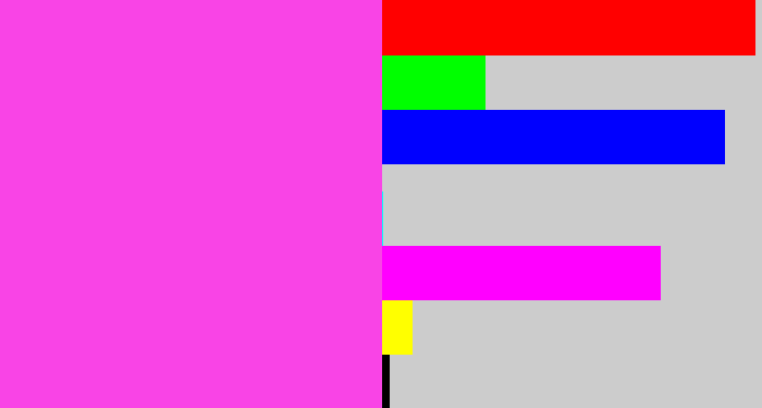 Hex color #f944e6 - purple pink
