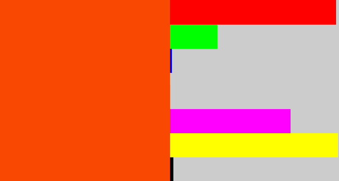 Hex color #f94802 - blood orange
