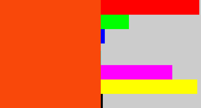 Hex color #f9480a - blood orange