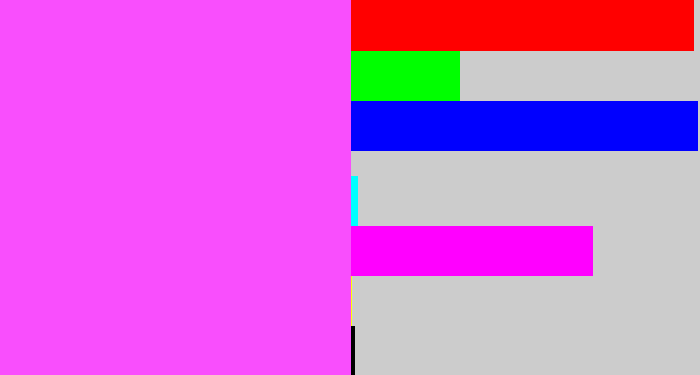 Hex color #f94efd - violet pink