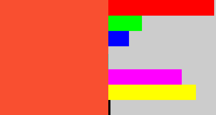 Hex color #f94f30 - orangey red