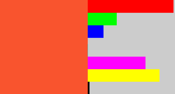 Hex color #f9542e - orangey red