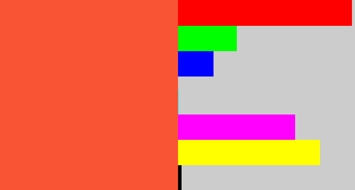 Hex color #f95433 - orangey red