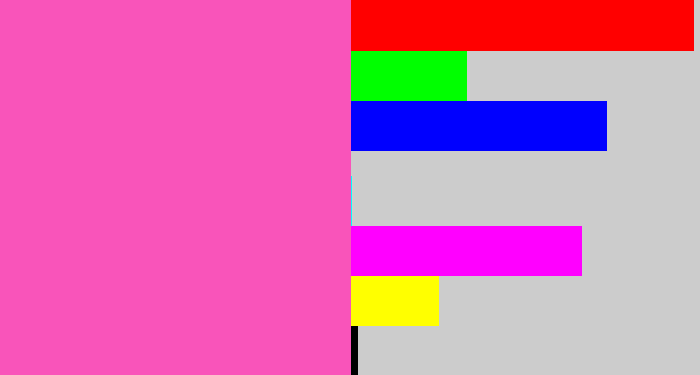 Hex color #f954ba - bubble gum pink