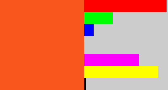 Hex color #f9561d - reddish orange