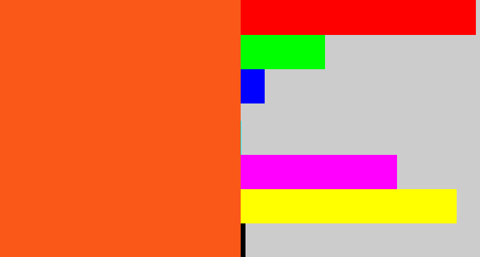 Hex color #f95819 - reddish orange