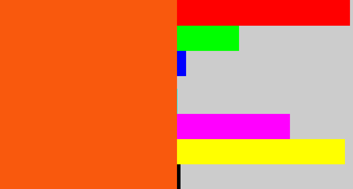 Hex color #f9590d - bright orange
