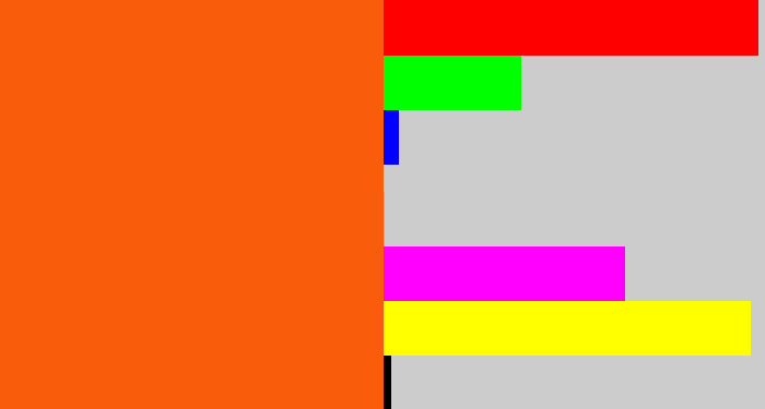 Hex color #f95c0a - bright orange
