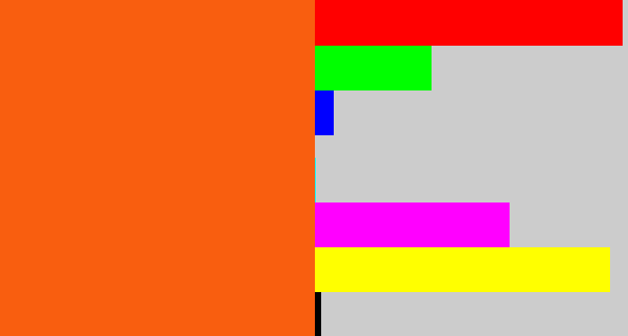 Hex color #f95e0f - bright orange