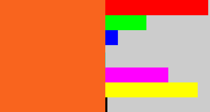 Hex color #f9641e - reddish orange