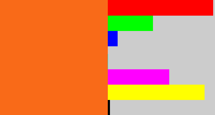 Hex color #f96a18 - orange