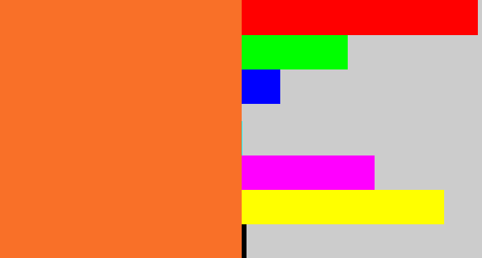 Hex color #f97028 - dusty orange