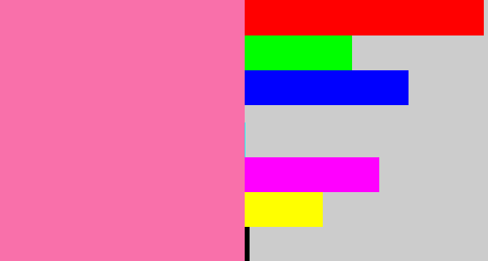 Hex color #f970aa - bubble gum pink