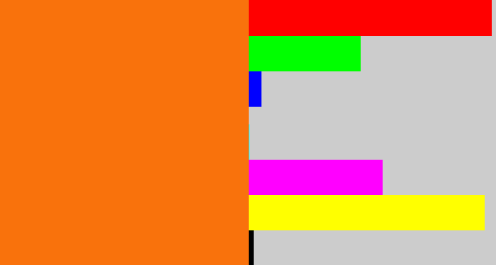 Hex color #f9720c - orange