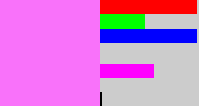 Hex color #f972fa - violet pink