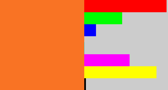 Hex color #f97324 - dusty orange