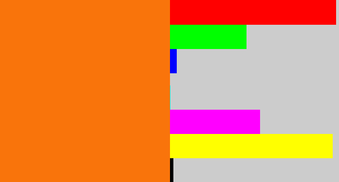 Hex color #f9740b - orange